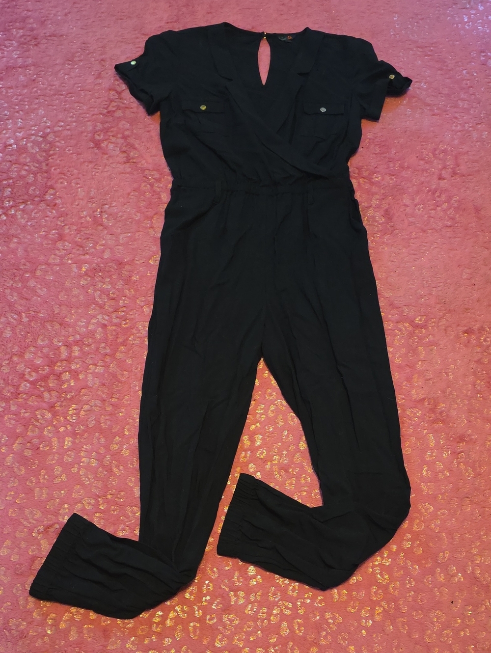 Black Women's Short Sleeve Jumpsuit